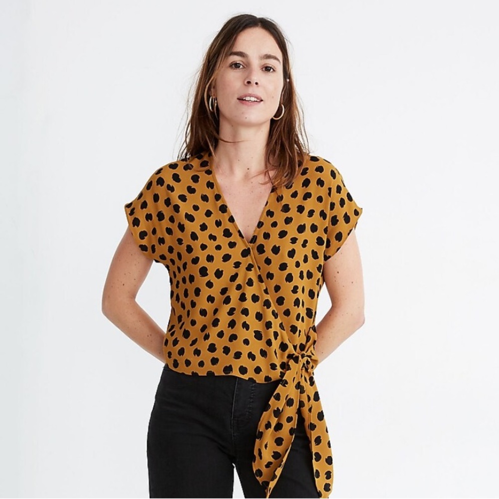 Madewell Top -Sash-Tie Wrap Top in Painted Spots